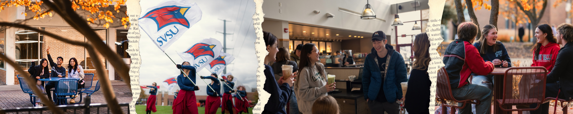 collage of students enjoying life in svsu campus